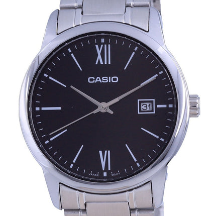 Casio Black Dial Rostfritt stÃ¥l Analog kvarts MTP-V002D-1B3 MTPV002D-1 Herrklocka