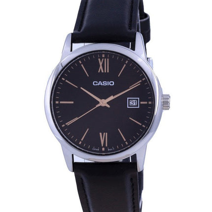 Casio Black Dial Rostfritt stÃ¥l Analog kvarts MTP-V002L-1B3 MTPV002L-1 Herrklocka