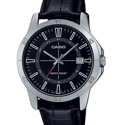 Casio Standard Analog Läderrem Svart Urtavla Quartz MTP-V004L-1C Herrklocka