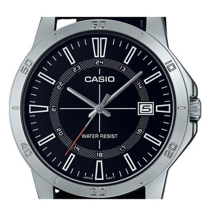 Casio Standard Analog Läderrem Svart Urtavla Quartz MTP-V004L-1C Herrklocka