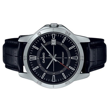 Casio Standard Analog Läderrem Svart Urtavla Quartz MTP-V004L-1C Herrklocka
