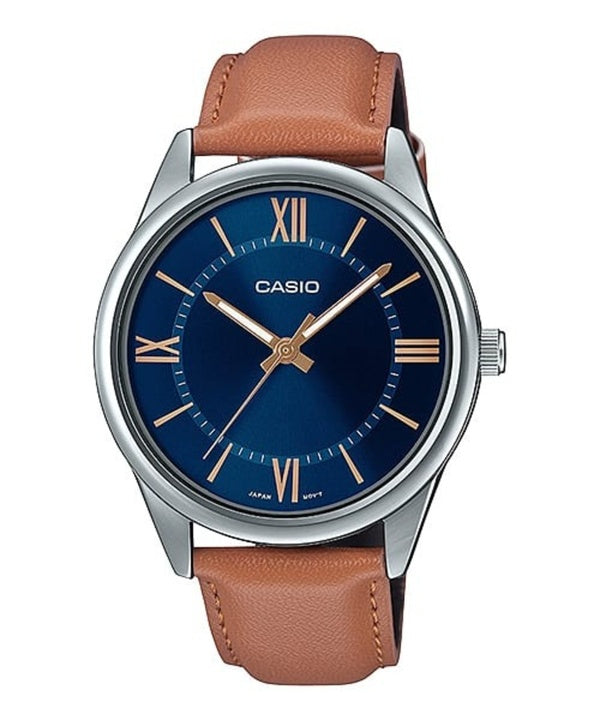 Casio Blue Dial Rostfritt stÃ¥l Analog kvarts MTP-V005L-2B5 MTPV005L-2 Herrklocka