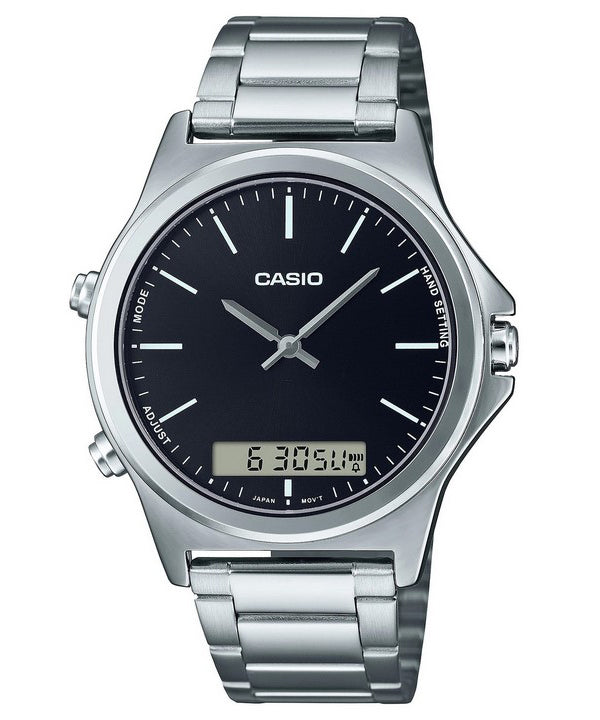 Casio Analog Digital Svart Urtavla LÃ¤derrem MTP-VC01D-8E MTPVC01D-8 Herrklocka