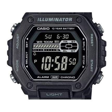 Casio Standard Digital Svart Resin Armband Blå Urtavla Quartz MWD-110HB-1BV 100M Herrklocka