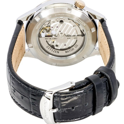 Citizen läderrem med öppet hjärta och blå urtavla, automatisk NH9136-02L herrklocka