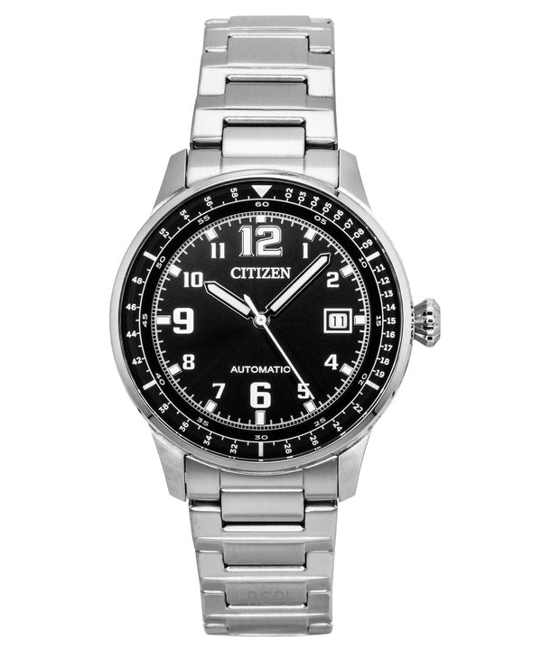 Citizen Urban Military rostfritt stål svart urtavla automatisk NJ0190-51E 100M herrklocka