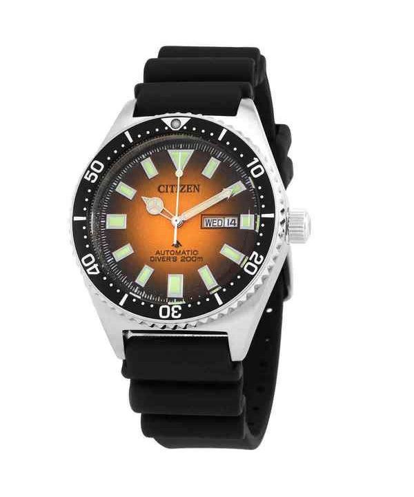 Citizen Promaster Marine gummiband Orange Urtavla Automatisk dykare NY0120-01Z 200M herrklocka