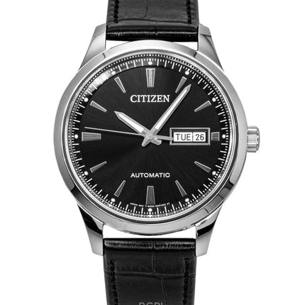 Citizen läderarmband svart urtavla automatisk NY4058-01E herrklocka