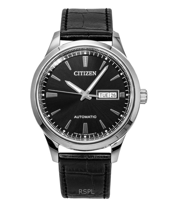 Citizen läderarmband svart urtavla automatisk NY4058-01E herrklocka