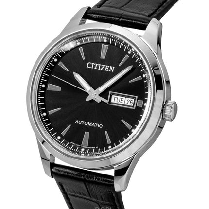 Citizen läderarmband svart urtavla automatisk NY4058-01E herrklocka