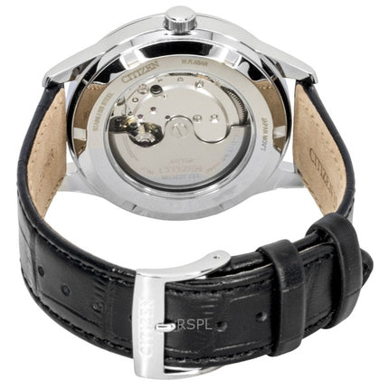 Citizen läderarmband svart urtavla automatisk NY4058-01E herrklocka