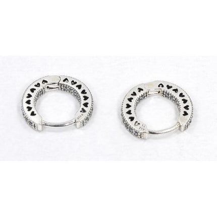 Pandora Pave Heart Hoop Örhängen 296317CZ för kvinnor