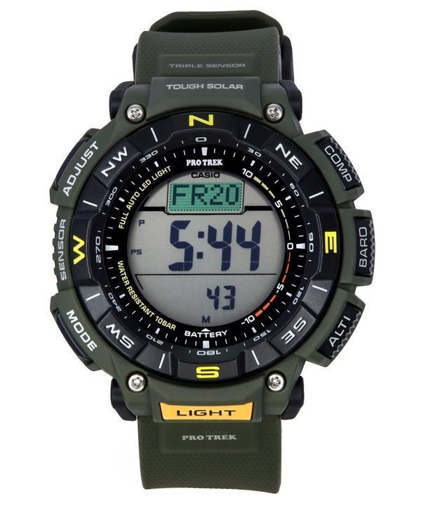 Casio Pro Trek Digital Green Bio Based Resin Strap Tough Solar PRG-340-3 100M herrklocka