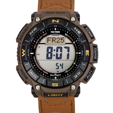 Casio Pro Trek Climber Line digital läderrem solcellsklocka PRG-340L-5 100M herrklocka