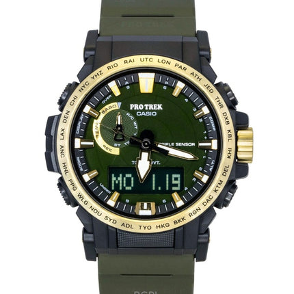 Casio Pro Trek analog digital 30-årsjubileums biobaserat hartsarmband grön urtavla solcellsdriven PRW-61ANS-3 100M herrklocka