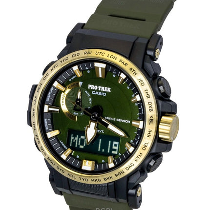 Casio Pro Trek analog digital 30-årsjubileums biobaserat hartsarmband grön urtavla solcellsdriven PRW-61ANS-3 100M herrklocka