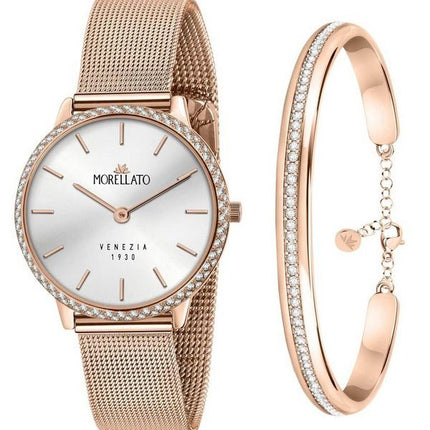 Morellato 1930 Just Time Rose Gold Silver Urtavla Quartz R0153161504 Damklocka med gratis armband