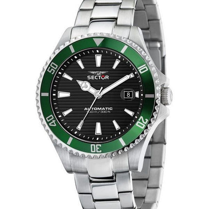 Sector 230 Automatico rostfritt stål svart urtavla Automatisk R3223161008 100M herrklocka