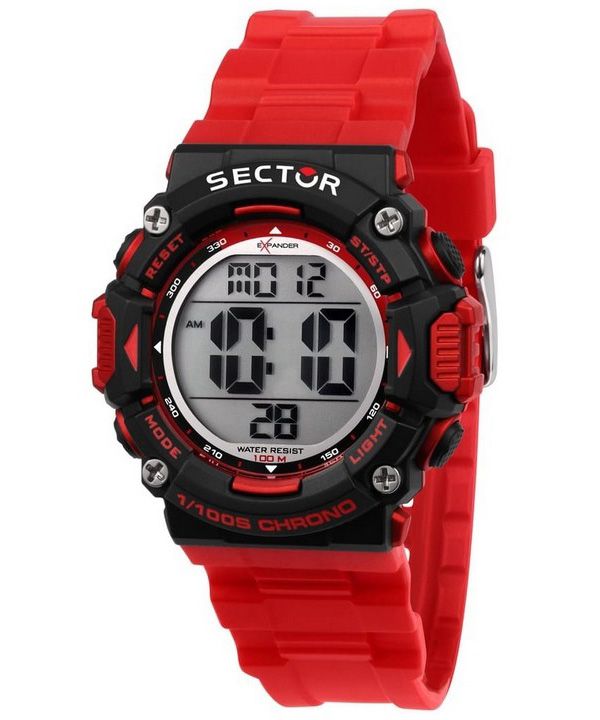 Sector EX-32 digitalt rött polyuretanarmband Quartz R3251544002 100M herrklocka