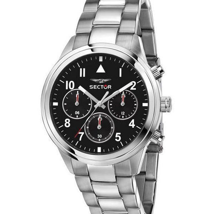 Sector 670 Dual Time Multifunktion Rostfritt stål Svart Urtavla Quartz R3253540013 Damklocka