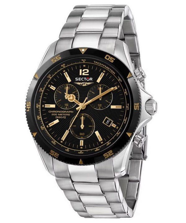 Sector 650 Chronograph Rostfritt stål Black Dial Quartz Diver&#39,s R3273631001 200M herrklocka