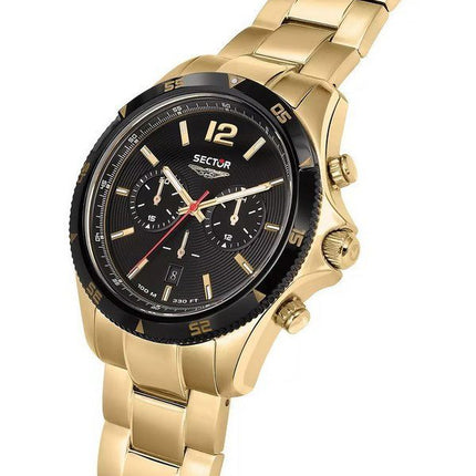 Sector 650 Chronograph Gold Tone Rostfritt Stål Svart Urtavla Quartz R3273631002 100M herrklocka
