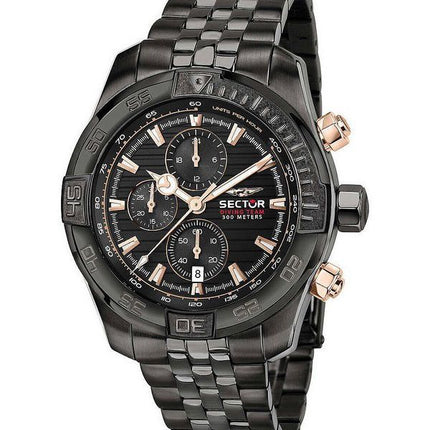 Sector Diving Team Chronograph Black Dial Quartz Diver&#39,s R3273635003 300M herrklocka