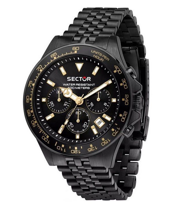 Sector 230 Chronograph Rostfritt stål Svart Urtavla Quartz R3273661029 100M herrklocka