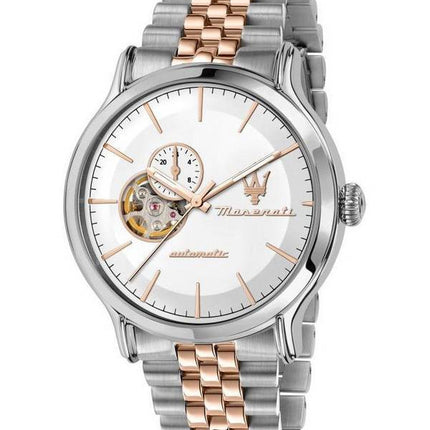 Maserati Epoca Two Tone Rostless Steel Open Heart Vit Urtavla Automatisk R8823118008 100M herrklocka
