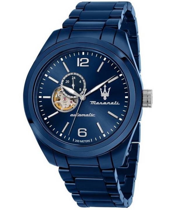 Maserati Traguardo Ceramic Open Heart Blue Dial Automatisk dykare R8823150002 200M herrklocka