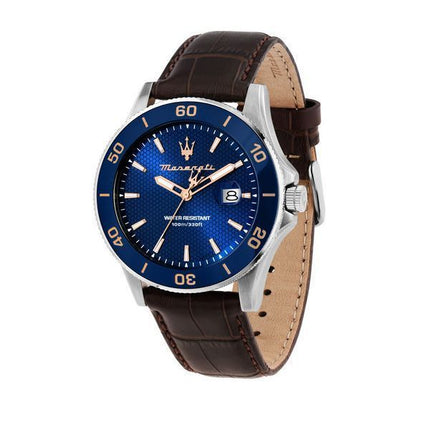 Maserati Competizione Läderrem Blue Dial Quartz R8851100004 100M herrklocka