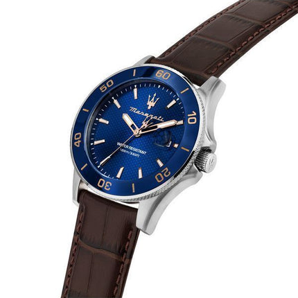 Maserati Competizione Läderrem Blue Dial Quartz R8851100004 100M herrklocka