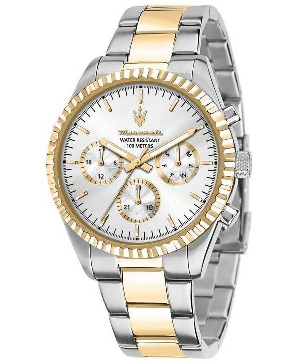 Maserati Competizione Tvåfärgad rostfritt stål Silver multifunktionsurtavla Quartz R8853100021 100M herrklocka