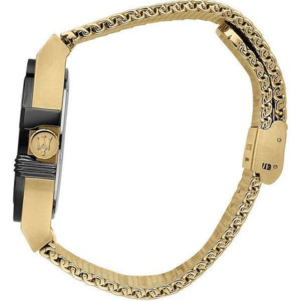 Maserati Potenza Gold Tone Rostfritt stål Svart Urtavla Quartz R8853108006 100M herrklocka