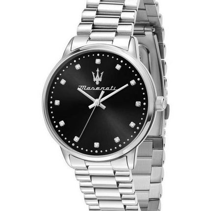 Maserati Royale Crystal Accenter Rostfritt stål Svart Urtavla Quartz R8853147504 Damklocka