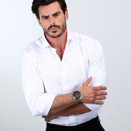 Maserati Traguardo Limited Edition Chronograph Two Tone Rostless Steel Blue Dial Quartz R8873612046 100M herrklocka