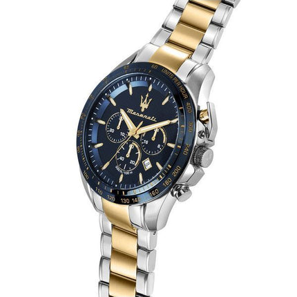 Maserati Traguardo Limited Edition Chronograph Two Tone Rostless Steel Blue Dial Quartz R8873612046 100M herrklocka