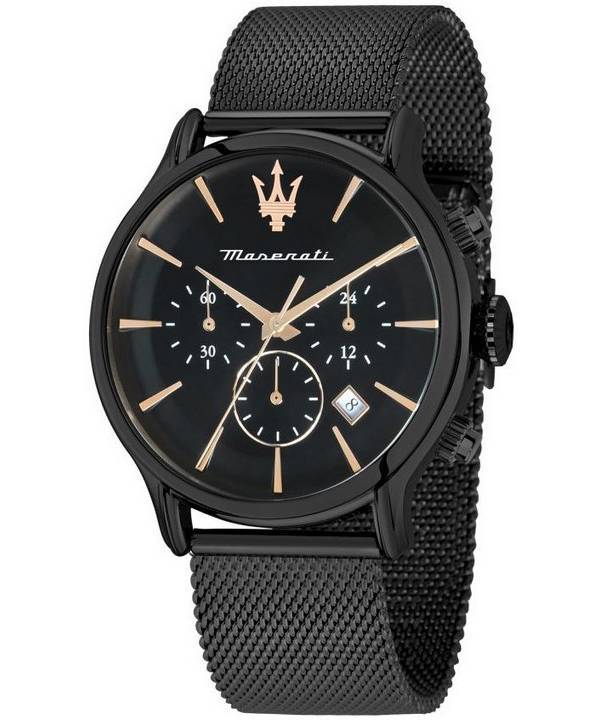 Maserati Epoca Chronograph rostfritt stål svart urtavla Quartz R8873618013 100M herrklocka