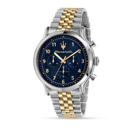 Maserati Epoca Limited Edition Chronograph Two Tone Rostless Steel Blue Dial Quartz R8873618030 100M herrklocka