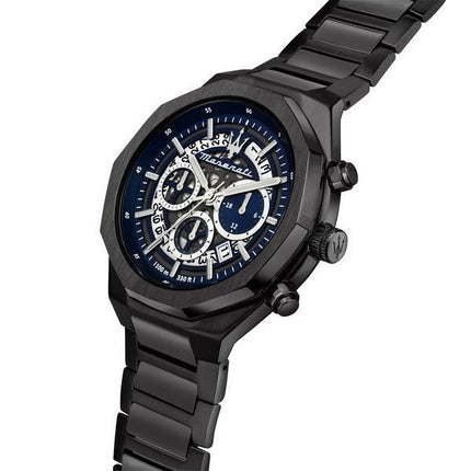 Maserati Stile Chronograph rostfritt stål Blue Skeleton Dial Quartz R8873642012 100M herrklocka