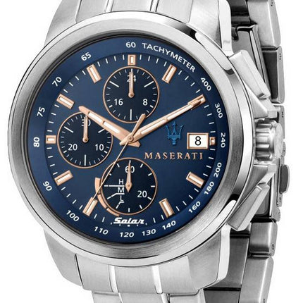 Maserati Epoca Chronograph Blue Dial LÃ¤derrem Quartz R8871618013 100M herrklocka