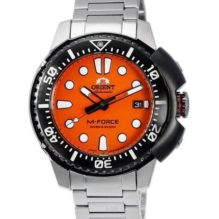 Orient M-Force AC0L Sport Rostfritt stål Orange Urtavla Automatisk dykare RA-AC0L08Y00B 200M herrklocka