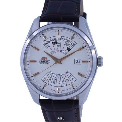 Orient Multi Year Calendar Vit Urtavla Läder Automatisk RA-BA0005S10B RA-BA0005S30B Herrklocka