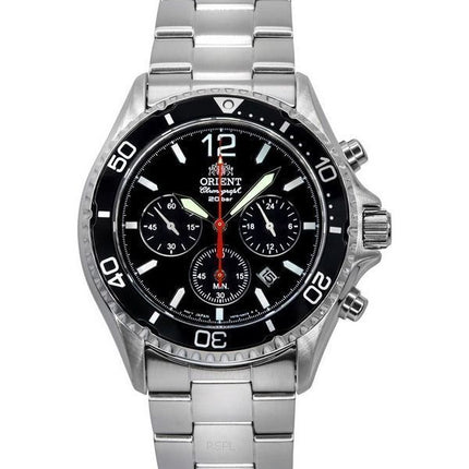Orient Chronograph Rostfritt stål Black Dial Solar Diver',s RA-TX0202B10B 200M herrklocka