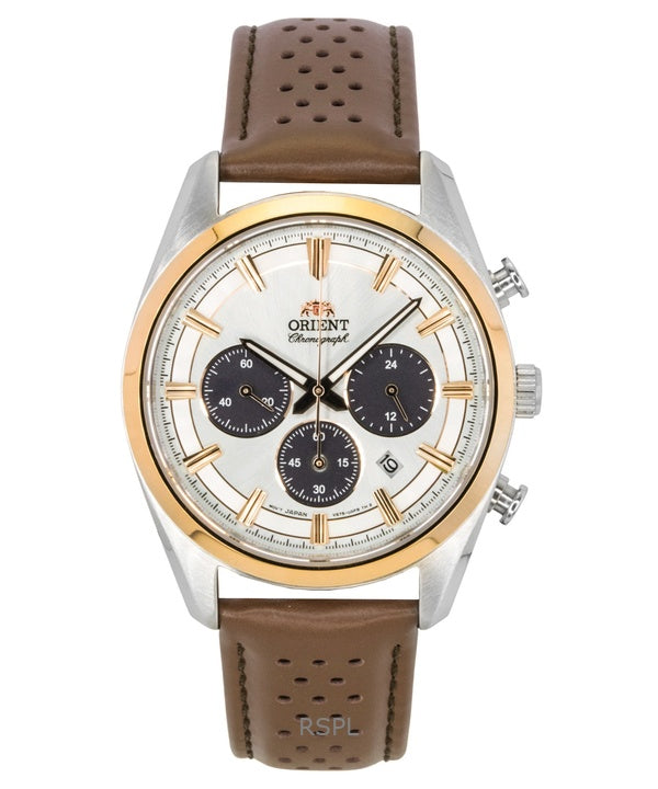 Orient Contemporary Chronograph Läderarmband Vit Urtavla Quartz RA-TX0306S Herrklocka