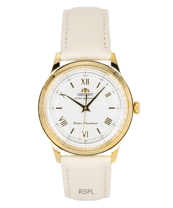 Orient Bambino läderarmband vit urtavla Solar RA-WK0001S herrklocka