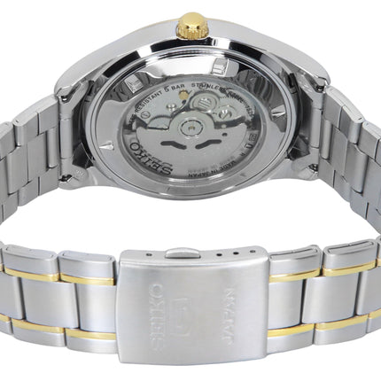 Renoverad Seiko 5 tvåfärgad rostfritt stål vit arabisk urtavla automatisk SNKP22J1 herrklocka