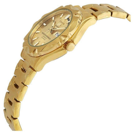 Renoverad Seiko 5 Sports guldfärgad rostfritt stål guld urtavla automatisk SNZ450J1 100M herrklocka