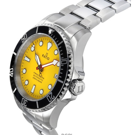 Ratio FreeDiver Sapphire Rostfritt Stål Gul Urtavla Automatisk RTF044 200M Herrklocka