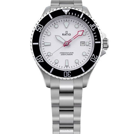 Ratio FreeDiver Safir Rostfritt Stål Vit Urtavla Quartz RTFL802 200M Damklocka